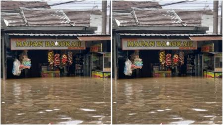 Viral Warung Madura Tetap Buka saat Banjir Nyaris Seatap, Netizen: Fix! Tutupnya Kiamat