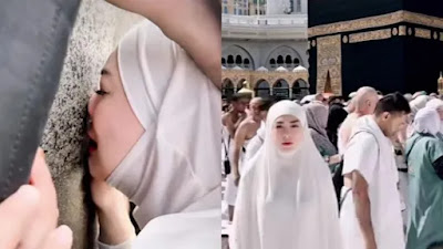 Mualaf, Celine Evangelista Nangis Cium Kabah: Aku Bersaksi Bahwa Tidak Ada Tuhan Selain Allah