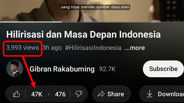 Gibran Dituding Pakai Bot Boom Like di Youtube, Bisa-bisanya Like Lebih Banyak dari Views