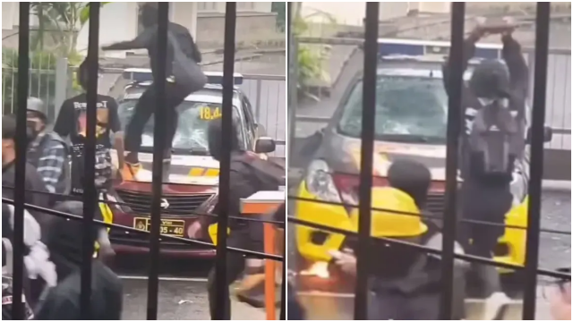 Aksi Hari Buruh di Bandung, Massa Rusak hingga Bakar Mobil Polisi