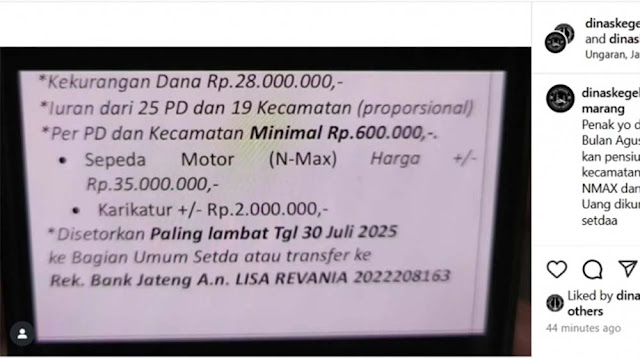 Viral Dugaan Pungli Iuran Beli NMAX untuk Sekda Pensiun di Kabupaten Semarang!