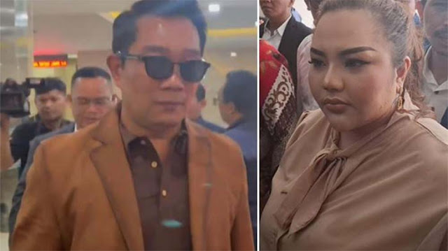 Ridwan Kamil dan Lisa Mariana Tes DNA di Bareskrim Polri dengan Baju Warna Senada, Netien Kepo