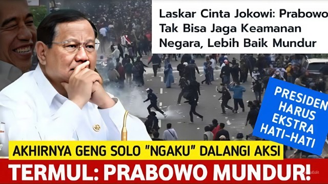 Laskar Cinta Jokowi Marah: Prabowo Tak Bisa Jaga Keamanan Negara, Lebih Baik Mundur Saja!