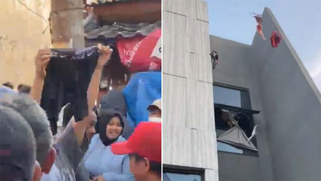 Massa Mengamuk, Pakaian Dalam Istri Ahmad Sahroni Dilempar dari Lantai 2