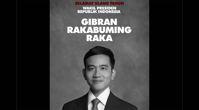 Prabowo Ucapkan Selamat Ulang Tahun ke Gibran, Netizen Soroti Latar Hitam Putih Berpadu Merah