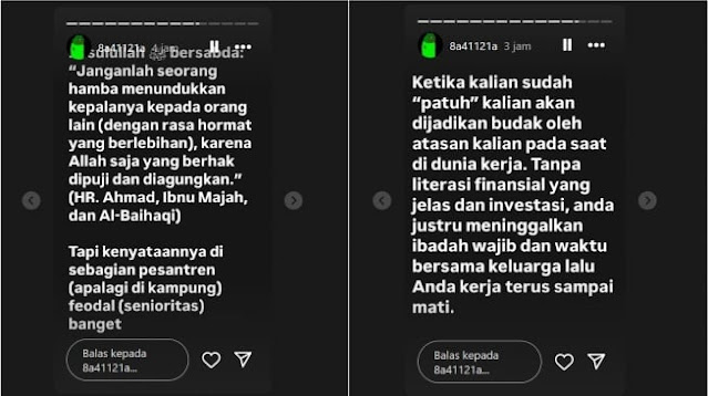 Anak Menkeu Soroti Gaya Feodal di Pesantren, Sebut Ada Penghormatan Berlebihan