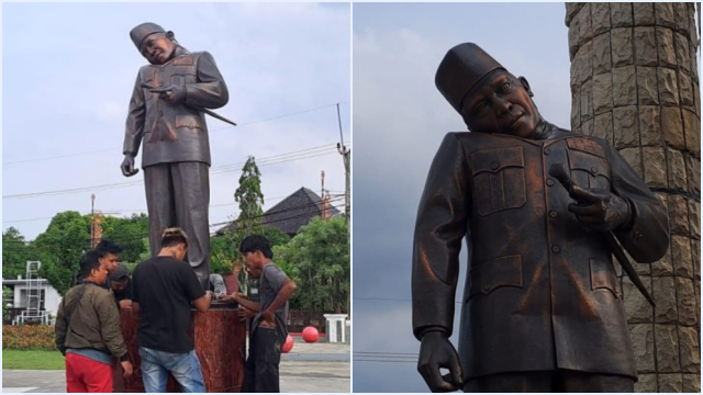 Viral! Leher Patung Soekarno di Indramayu Miring, Ternyata Ini Dalang dan Rencana Perbaikannya