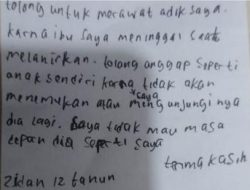 Bayi Ditinggal di Pejaten, Surat dari Kakak 12 Tahun Ungkap Alasan yang Bikin Nangis